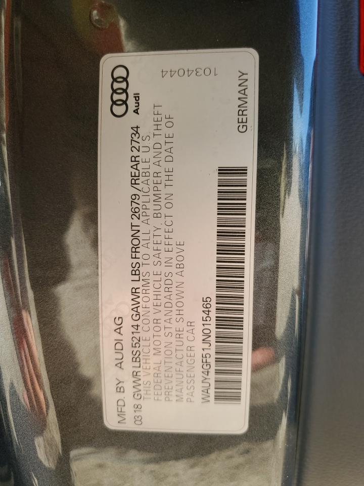 2018 Audi RS5 VIN WAUY4GF51JN015465 Copart auction photo, front end / rear end damage thumbnail 14