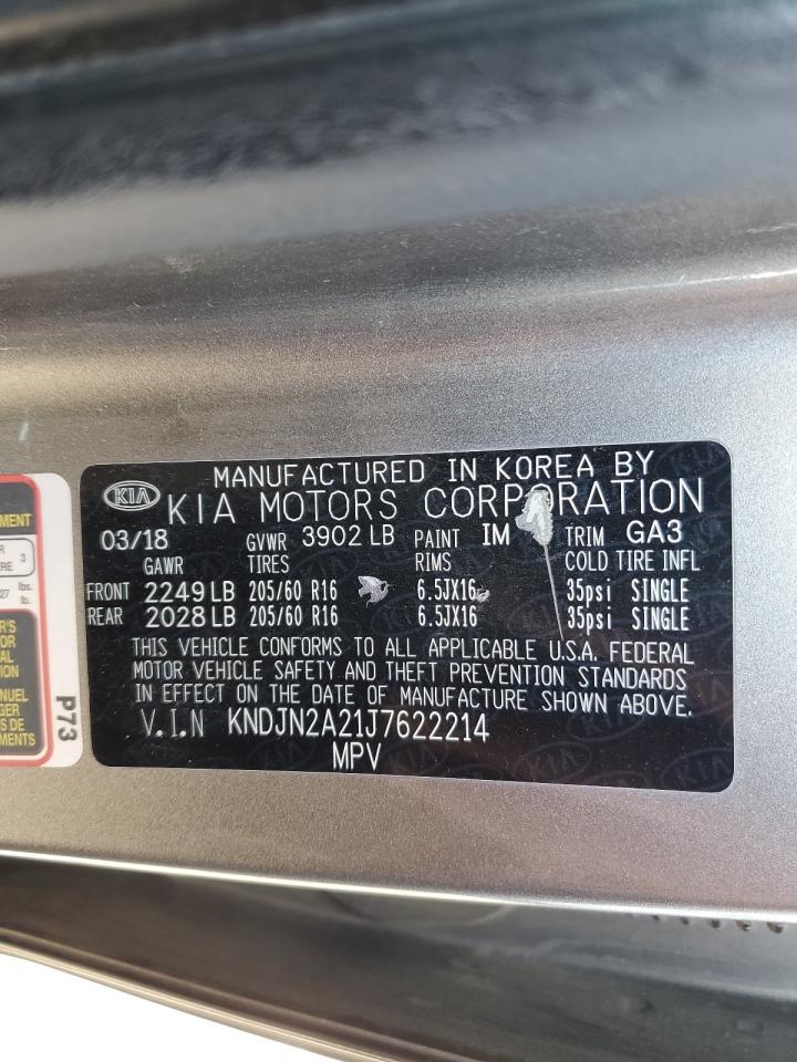 2018 KIA Soul VIN KNDJN2A21J7622214 Copart auction photo, front end / rear end damage thumbnail 13