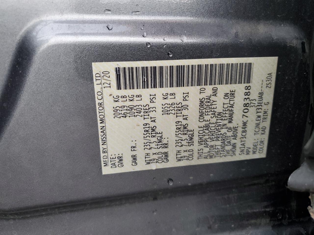 2021 Nissan Rogue VIN 5N1AT3CB4MC708388 Copart auction photo, all over / rollover damage thumbnail 14