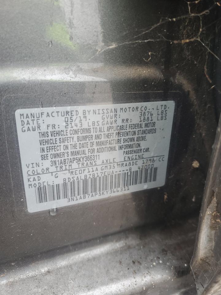 2019 Nissan Sentra VIN 3N1AB7AP5KY366311 Copart auction photo, front end damage thumbnail 13