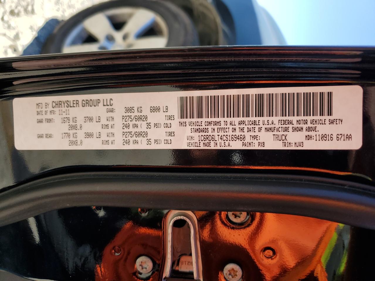 2012 Dodge RAM VIN 1C6RD6LT4CS169460 Copart auction photo, front end damage thumbnail 13