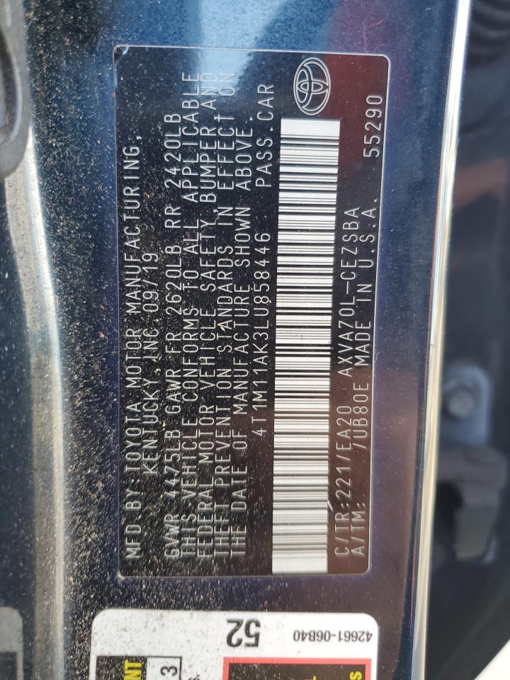 2020 Toyota Camry VIN 4T1M11AK3LU858446 Copart auction photo, all over damage thumbnail 13