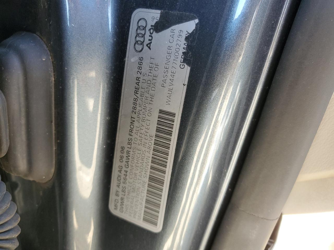 2007 Audi A8 VIN WAULV44E77N002799 Copart auction photo, front end damage thumbnail 12
