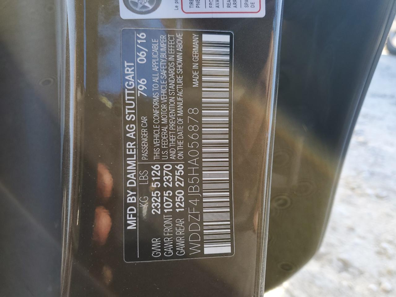 2017 Mercedes-Benz E-klasse VIN WDDZF4JB5HA056878 Copart auction photo, front end damage thumbnail 12