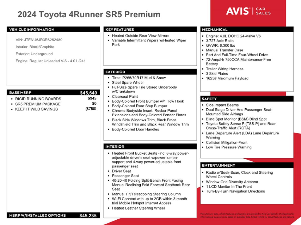 2024 Toyota 4Runner VIN JTENU5JR3R6262489 Copart auction photo, rear end / minor dent/scratches damage thumbnail 13