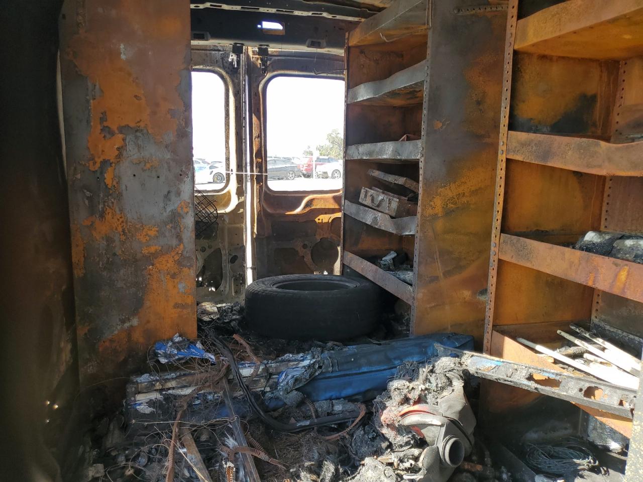 2017 Ford Transit VIN 1FTYR2CM7HKB03497 Copart auction photo, burn damage thumbnail 10