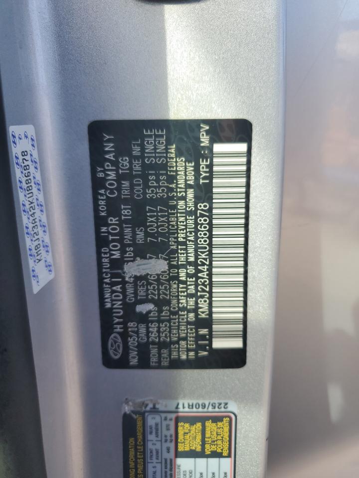 2019 Hyundai Tucson VIN KM8J23A42KU886878 Copart auction photo, front end damage thumbnail 15