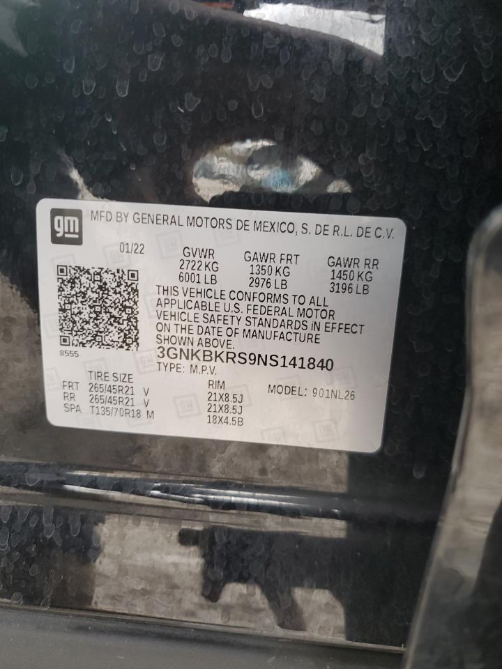 2022 Chevrolet Blazer VIN 3GNKBKRS9NS141840 Copart auction photo, rear end damage thumbnail 15