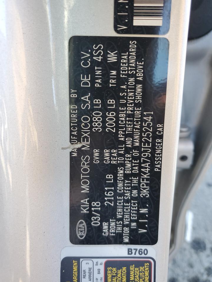 2018 KIA Forte VIN 3KPFK4A79JE252541 Copart auction photo, front end damage thumbnail 13