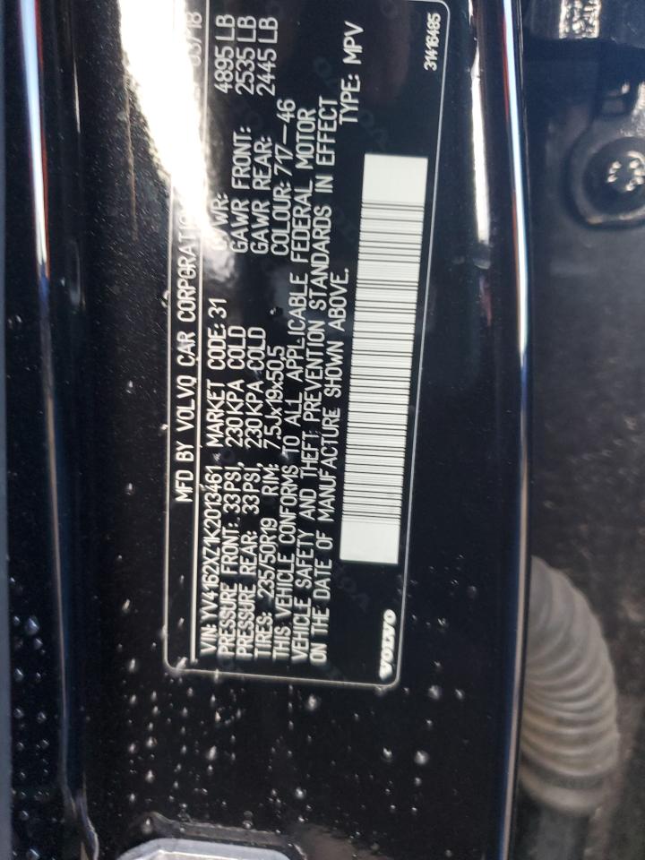 2019 Volvo XC40 VIN YV4162XZ1K2013461 Copart auction photo, front end damage thumbnail 14