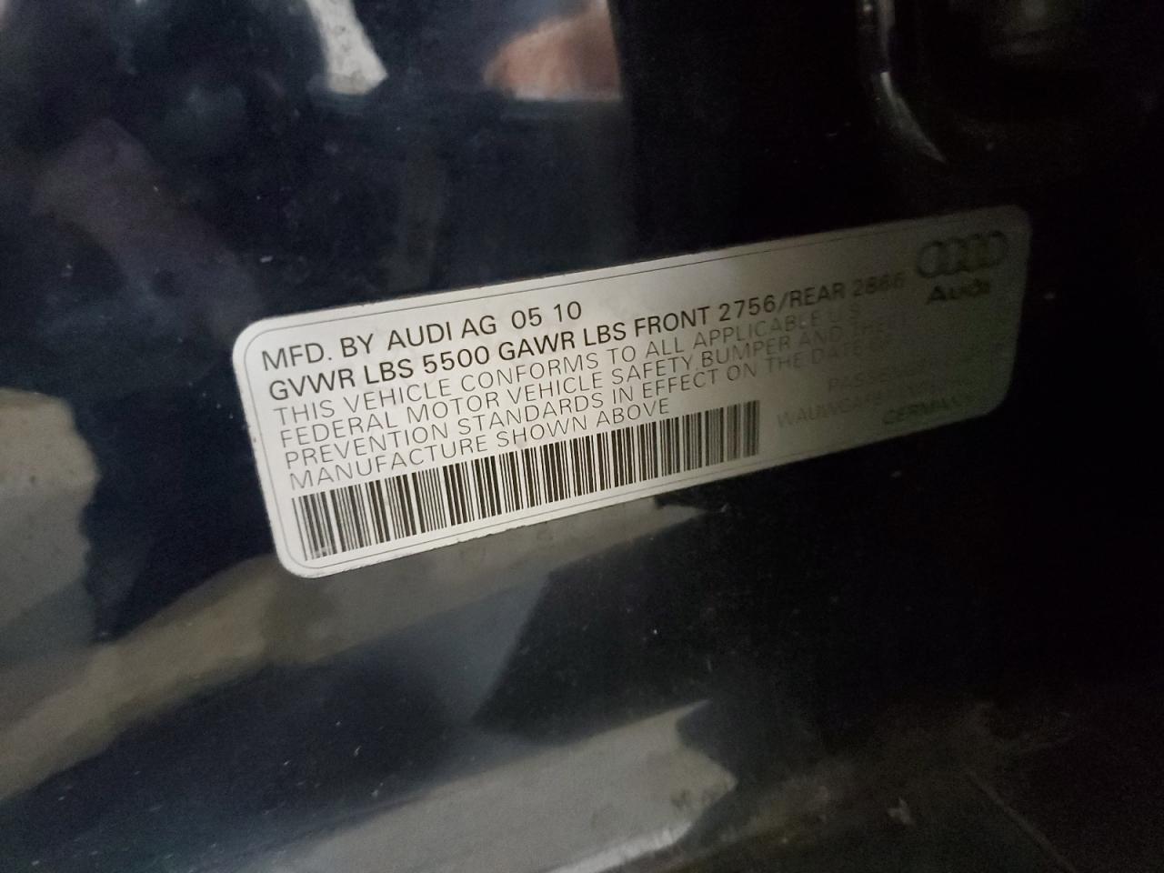 2010 Audi A6 VIN WAUWGAFB7AN082962 Copart auction photo, burn - interior / stripped damage thumbnail 13