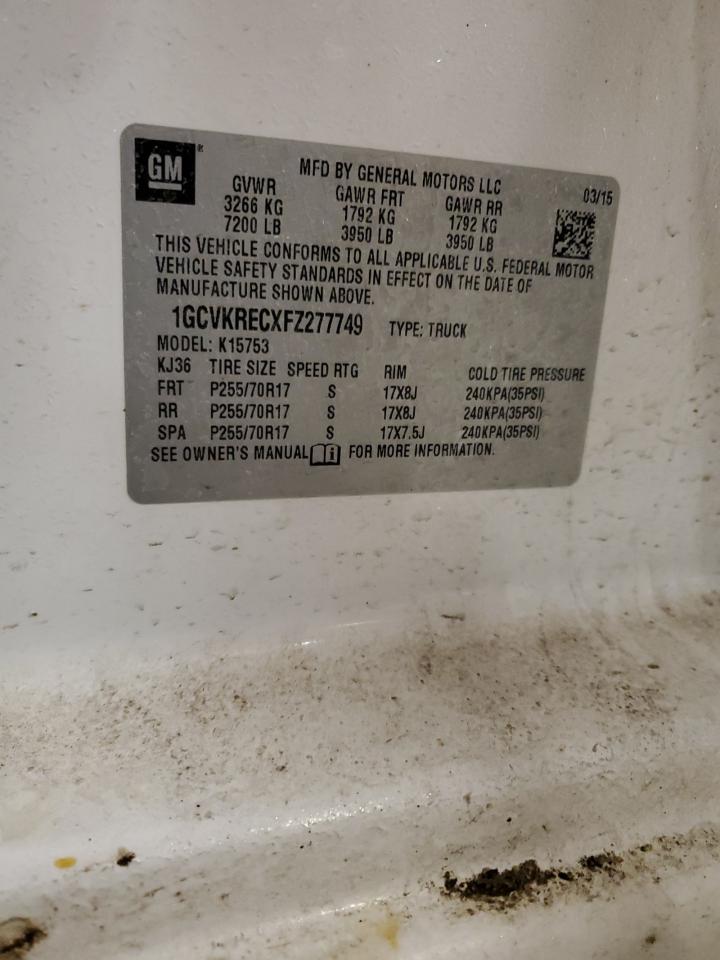 2015 Chevrolet Silverado VIN 1GCVKRECXFZ277749 Copart auction photo, side damage thumbnail 12