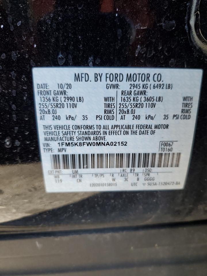 2021 Ford Explorer VIN 1FM5K8FW0MNA02152 Copart auction photo, minor dent/scratches damage thumbnail 13
