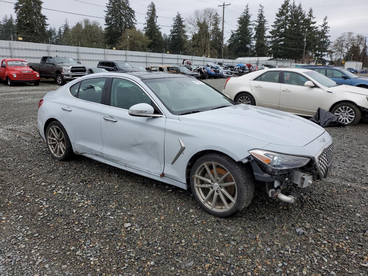 2019 Genesis G70 VIN KMTG34LA5KU026138 Copart auction photo, front end / side damage thumbnail 4