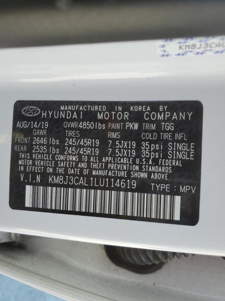 2020 Hyundai Tucson VIN KM8J3CAL1LU114619 Copart auction photo, front end damage thumbnail 13