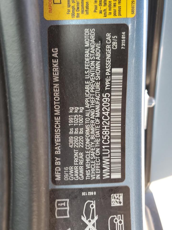 2017 MINI Cooper VIN WMWLU1C58H2C42095 Copart auction photo, front end / side damage thumbnail 14