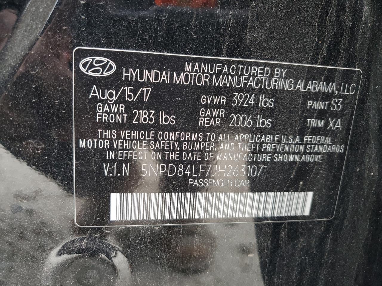 2018 Hyundai Elantra VIN 5NPD84LF7JH263107 Copart auction photo, side damage thumbnail 12
