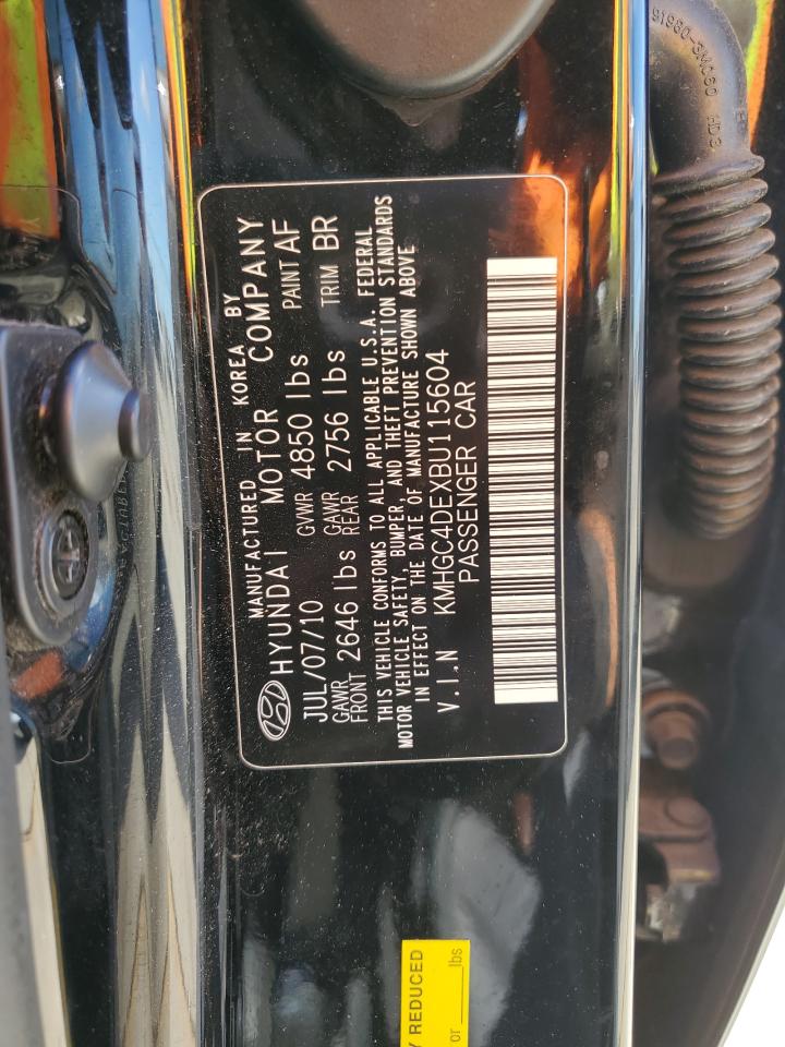 2011 Hyundai Genesis VIN KMHGC4DEXBU115604 Copart auction photo, front end damage thumbnail 12