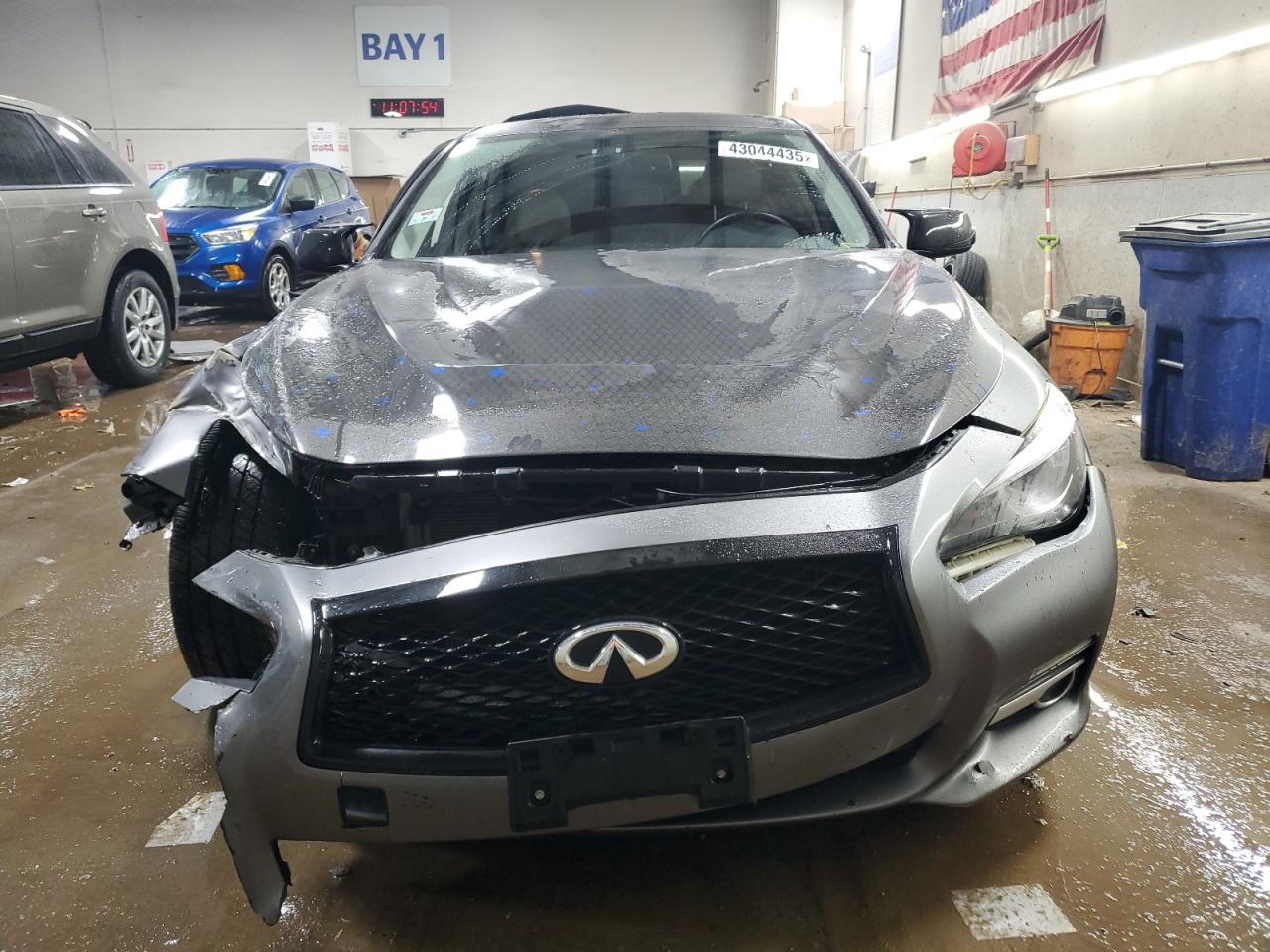 2014 Infiniti Q50 VIN JN1BV7AR6EM687794 Copart auction photo, front end / side damage thumbnail 5