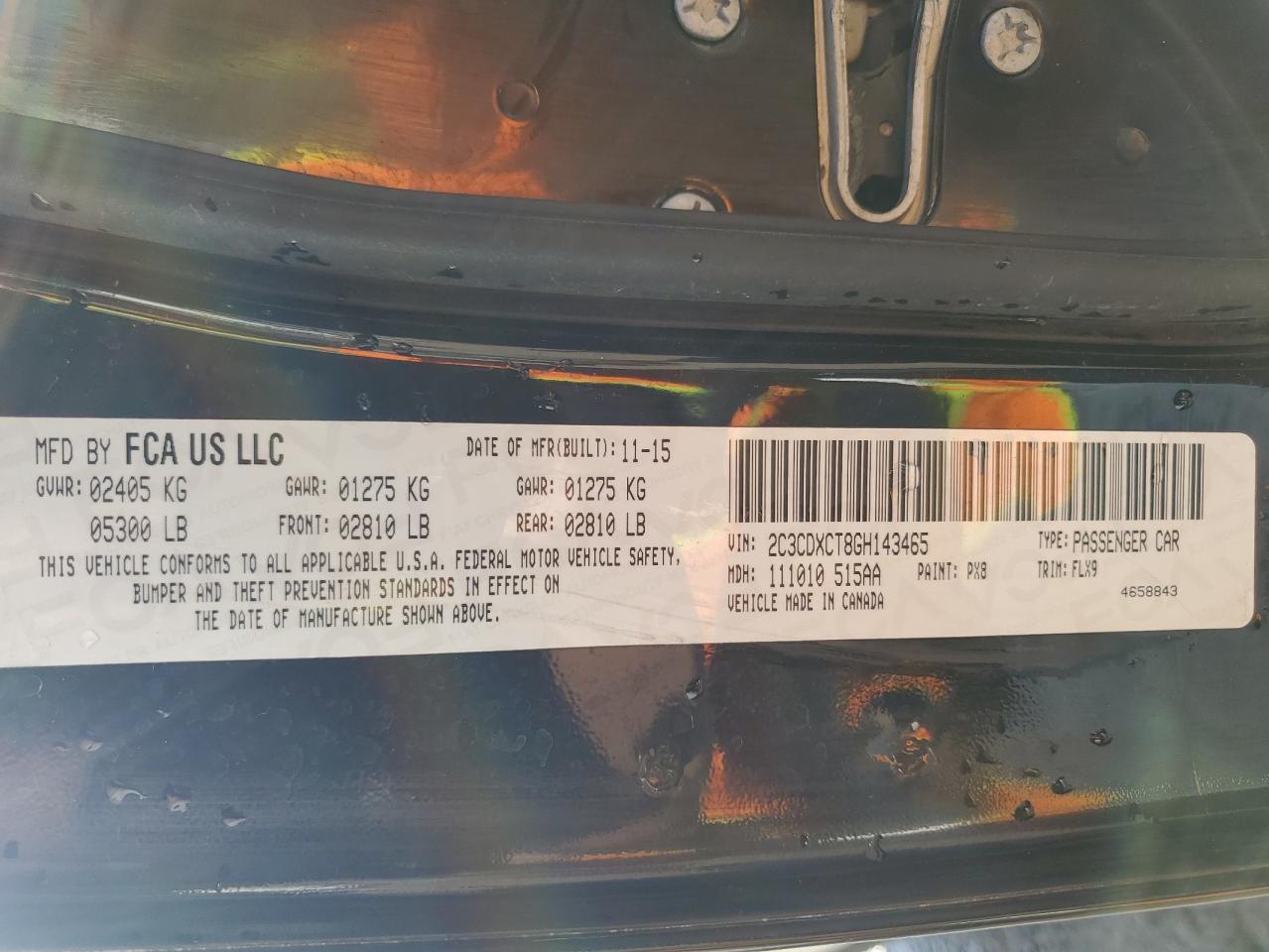 2016 Dodge Charger VIN 2C3CDXCT8GH143465 Copart auction photo, undercarriage damage thumbnail 12