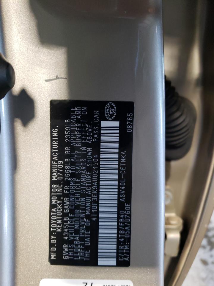 2010 Toyota Camry VIN 4T1BF3EK9AU021504 Copart auction photo, rear end damage thumbnail 15
