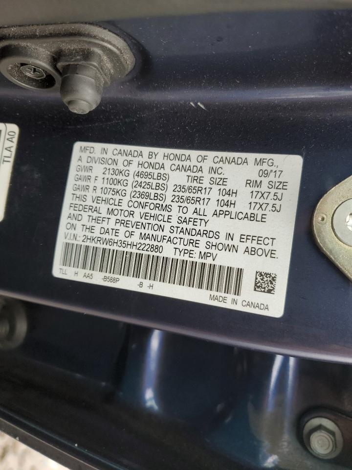 2017 Honda CR-V VIN 2HKRW6H35HH222880 Copart auction photo, front end / side damage thumbnail 16
