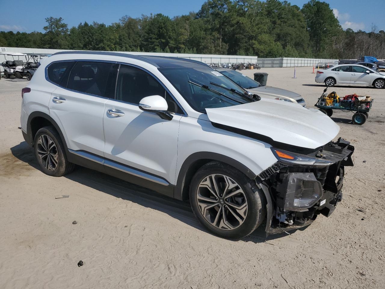 2019 Hyundai Santa Fe VIN 5NMS5CAA7KH068320 Copart auction photo, front end / side damage thumbnail 4