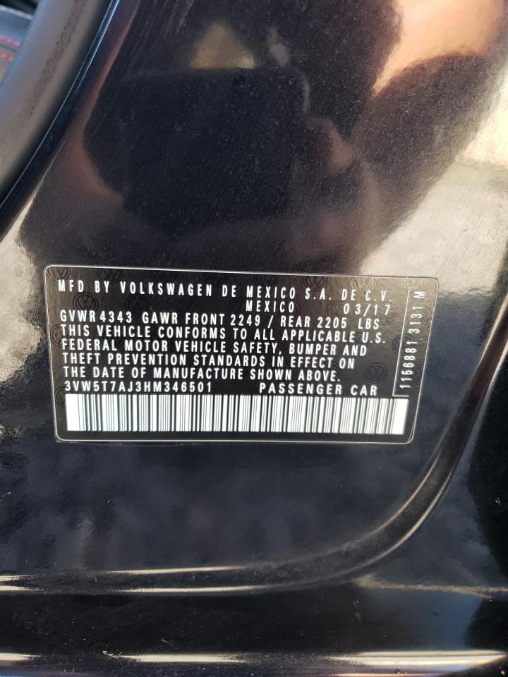 2017 Volkswagen Jetta VIN 3VW5T7AJ3HM346501 Copart auction photo, front end / side damage thumbnail 12
