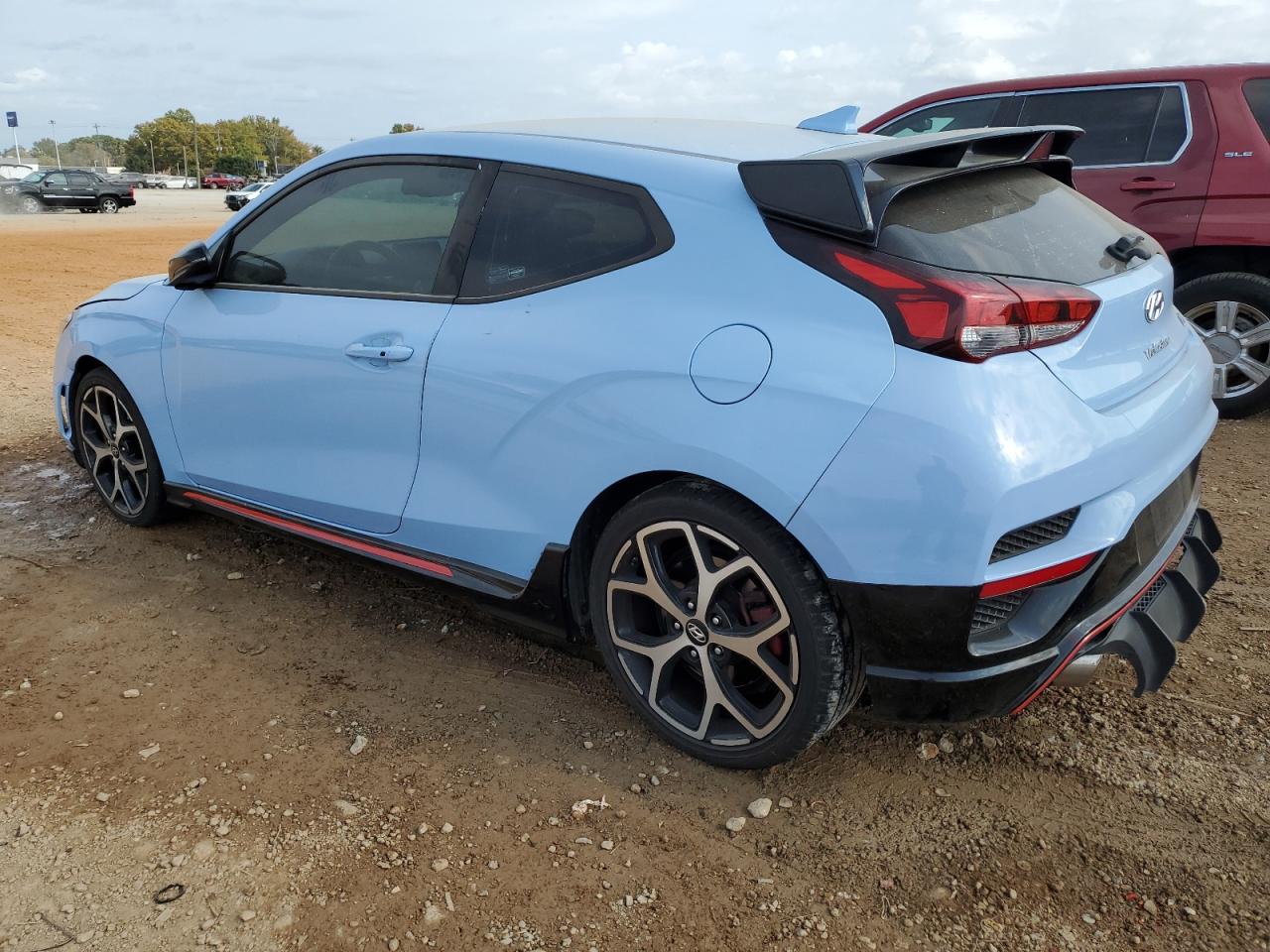 2020 Hyundai Veloster VIN KMHT36AH5LU004792 Copart auction photo, side / rear end damage thumbnail 2
