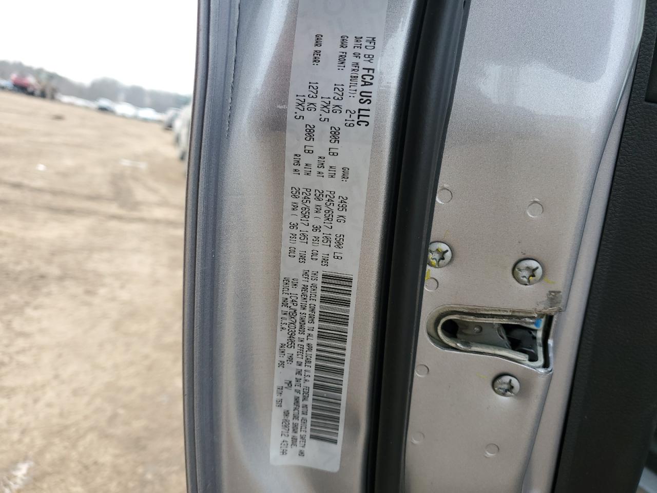 2019 Jeep Cherokee VIN 1C4PJMBX7KD394055 Copart auction photo, front end / side damage thumbnail 15