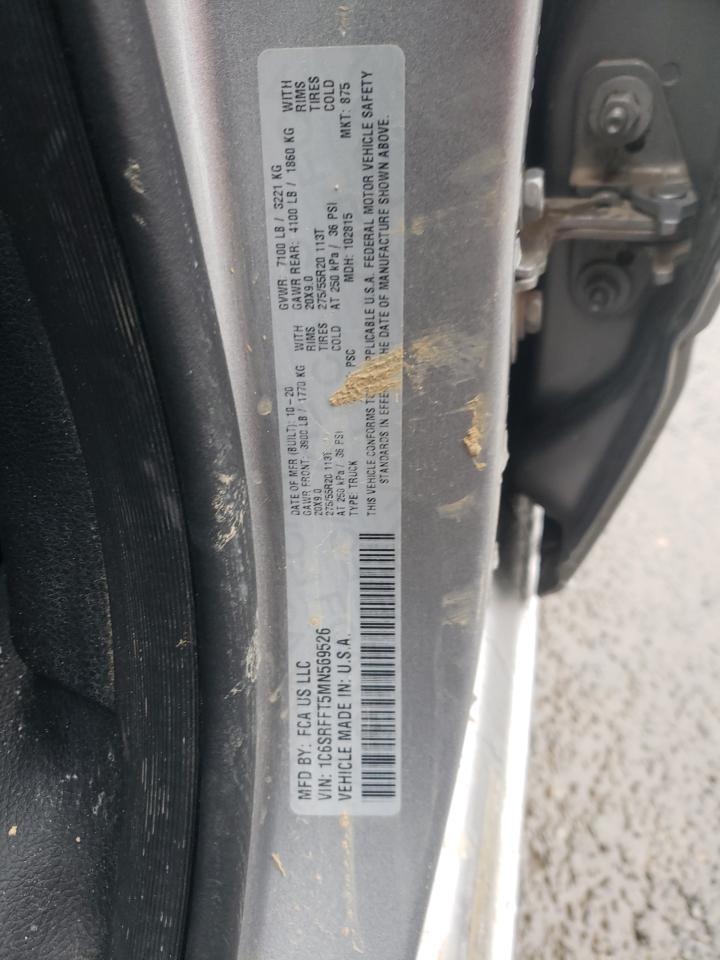 2021 RAM 1500 VIN 1C6SRFFT5MN569526 Copart auction photo, burn damage thumbnail 12