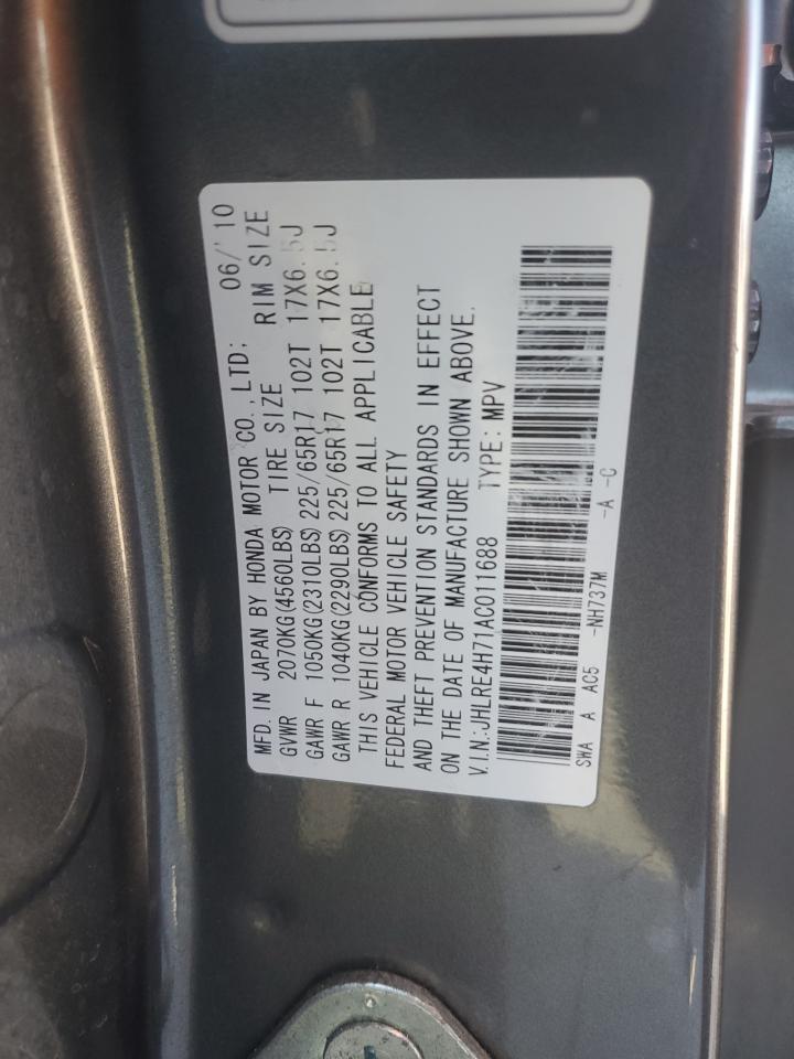 2010 Honda CR-V VIN JHLRE4H71AC011688 Copart auction photo, front end damage thumbnail 15