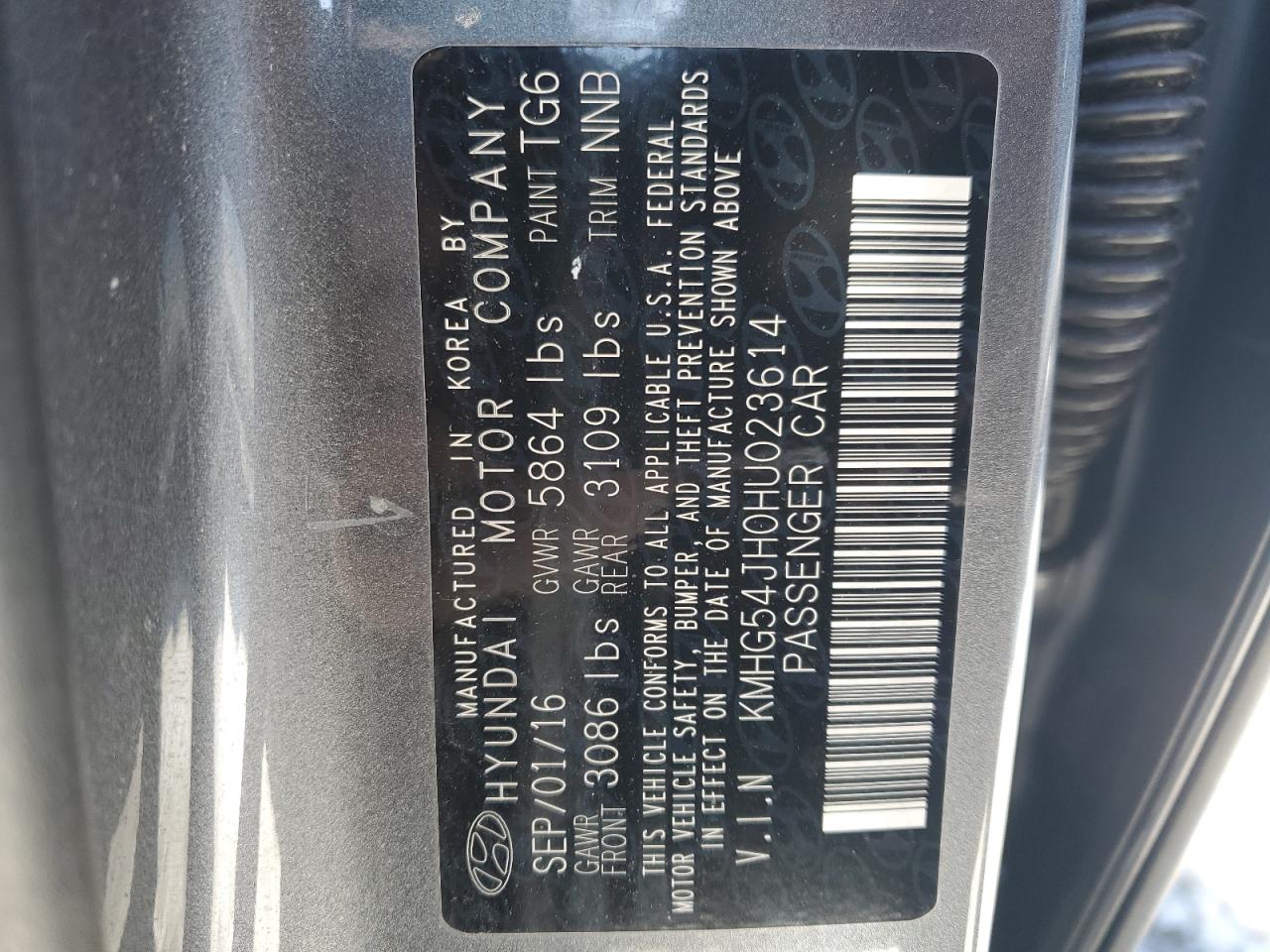 2017 Genesis G90 VIN KMHG54JH0HU023614 Copart auction photo, rear end / front end damage thumbnail 14