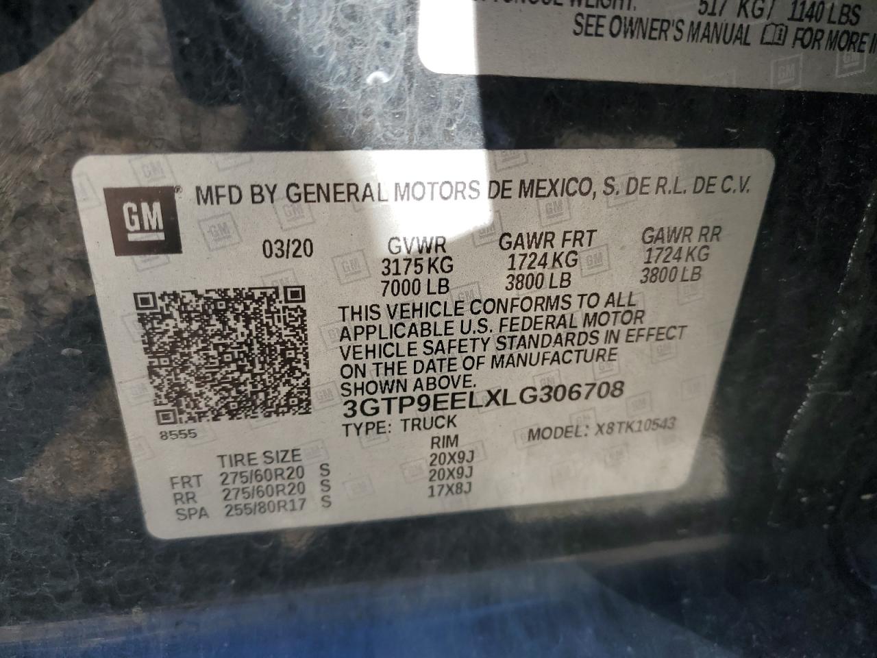 2020 GMC Sierra VIN 3GTP9EELXLG306708 Copart auction photo, front end / side damage thumbnail 14