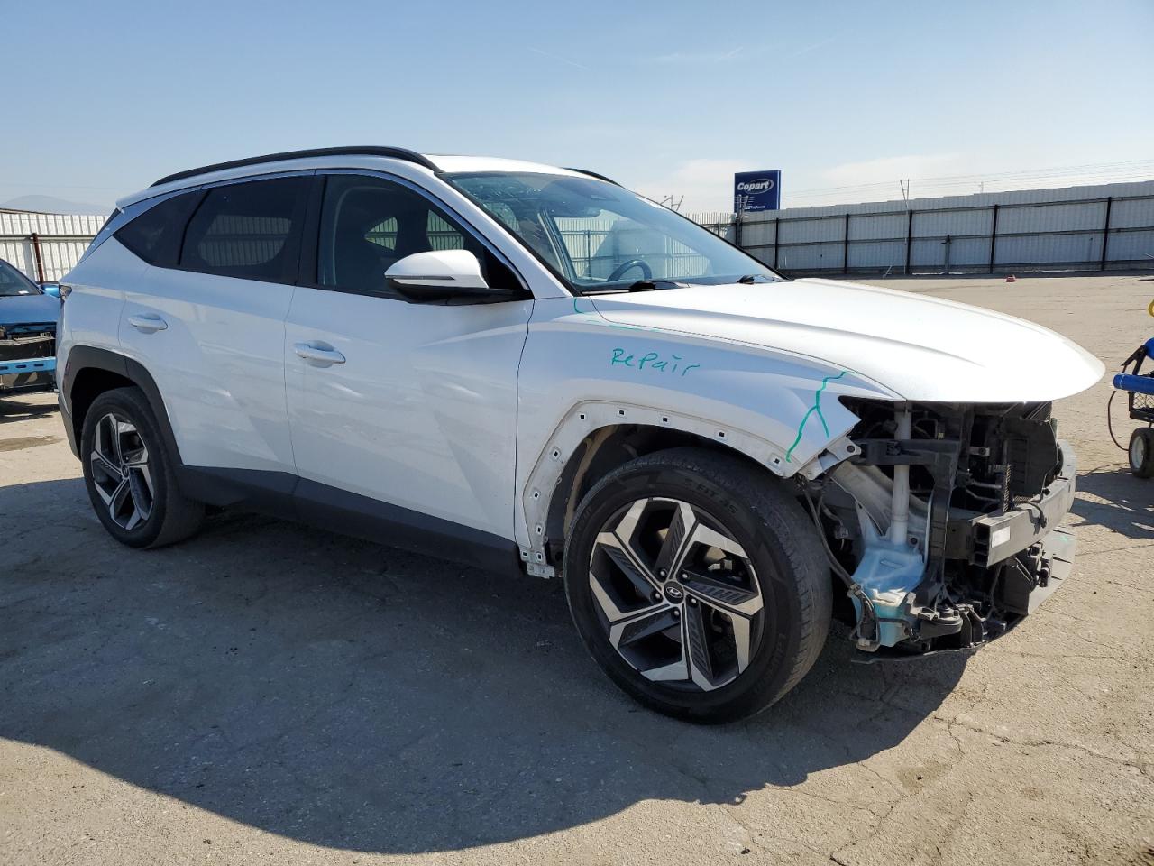 2022 Hyundai Tucson VIN 5NMJF3AE6NH002177 Copart auction photo, front end / side damage thumbnail 4