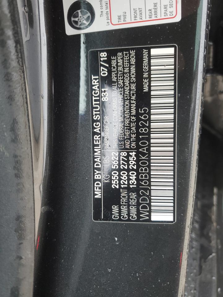 2019 Mercedes-Benz CLC-klasse VIN WDD2J6BB0KA018265 Copart auction photo, front end damage thumbnail 12