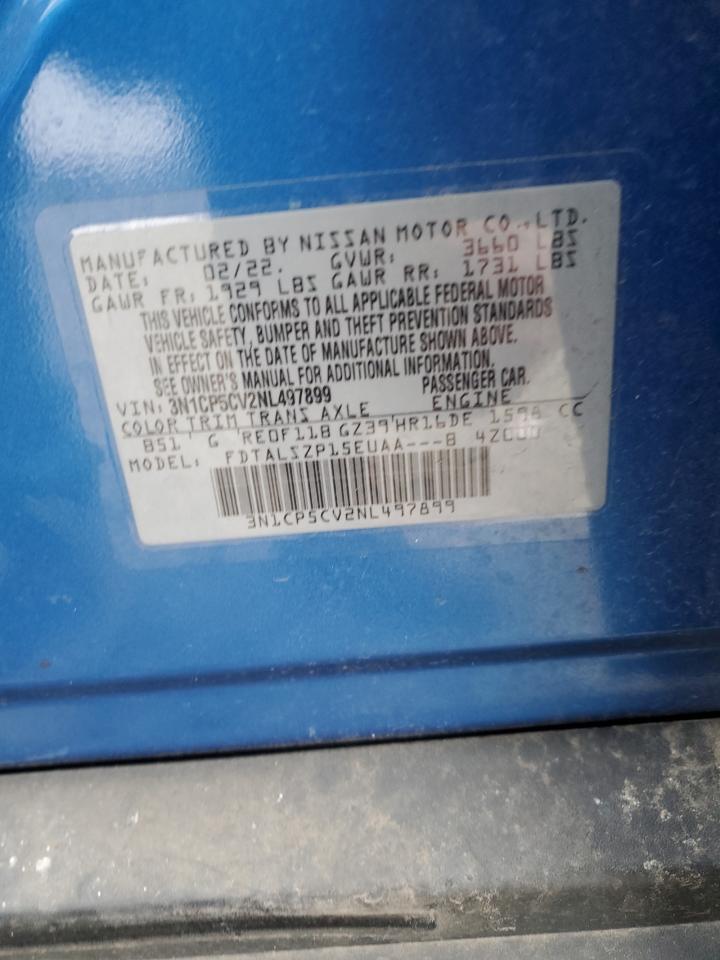 2022 Nissan Kicks VIN 3N1CP5CV2NL497899 Copart auction photo, all over damage thumbnail 15