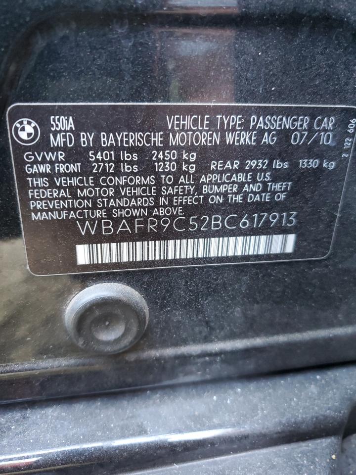 2011 BMW 5er VIN WBAFR9C52BC617913 Copart auction photo, mechanical damage thumbnail 13
