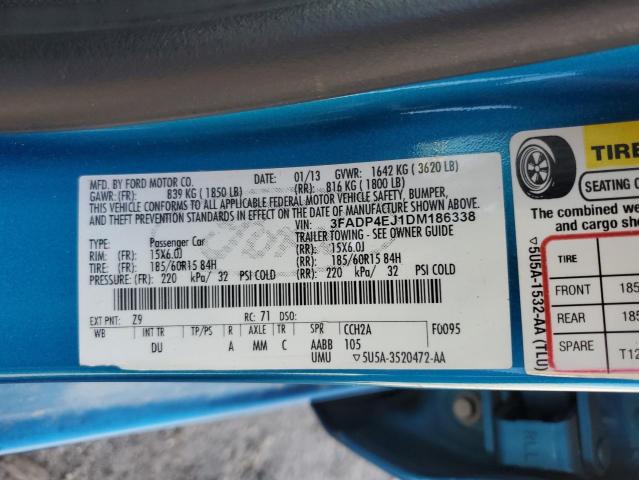 2013 Ford Fiesta VIN 3FADP4EJ1DM186338 Copart auction photo, undercarriage damage thumbnail 12