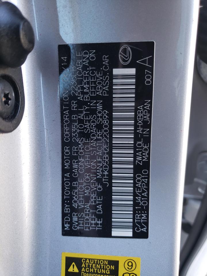 2014 Lexus CT VIN JTHKD5BH2E2200899 Copart auction photo, front end / rear end damage thumbnail 16