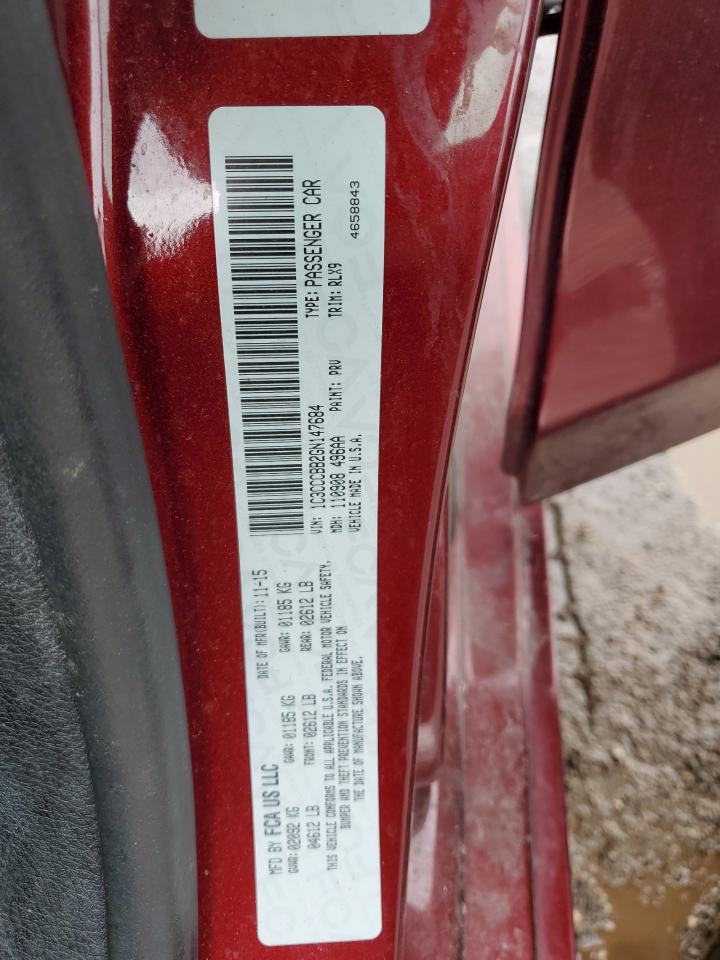 2016 Chrysler 200 VIN 1C3CCCBB2GN147684 Copart auction photo, front end / side damage thumbnail 12