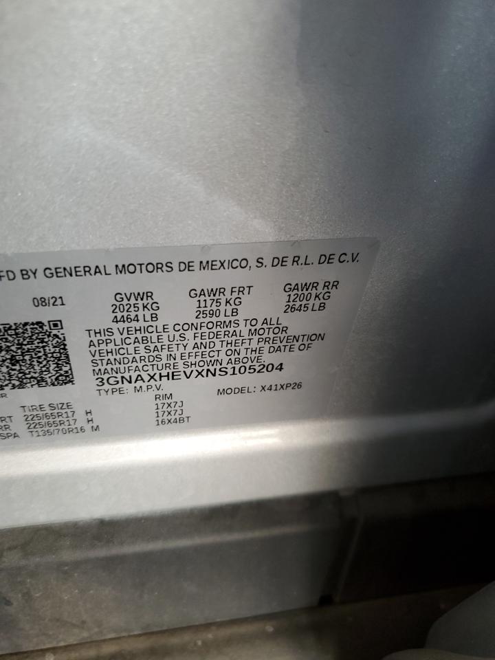 2022 Chevrolet Equinox VIN 3GNAXHEVXNS105204 Copart auction photo, front end / rear end damage thumbnail 13