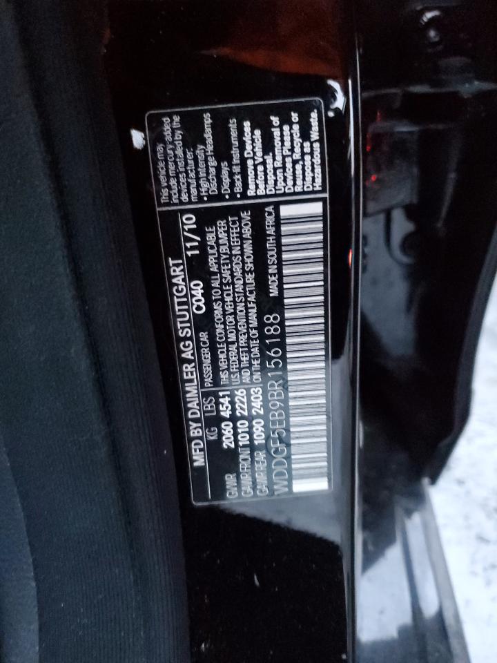 2011 Mercedes-Benz C-klasse VIN WDDGF5EB9BR156188 Copart auction photo, front end damage thumbnail 12