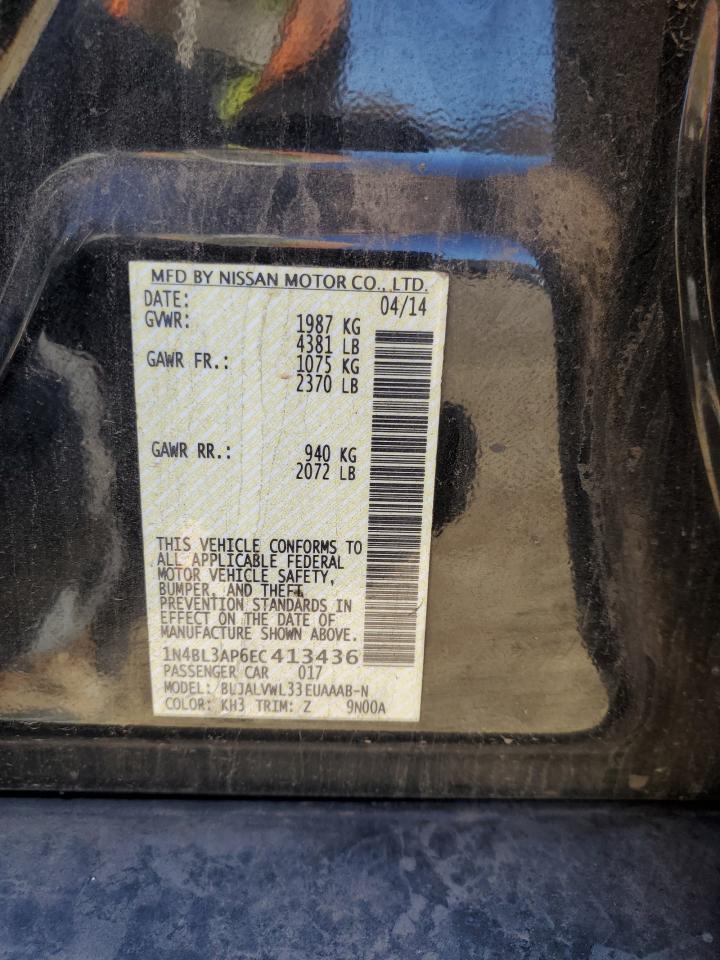 2014 Nissan Altima VIN 1N4BL3AP6EC413436 Copart auction photo, all over / minor dent/scratches damage thumbnail 14