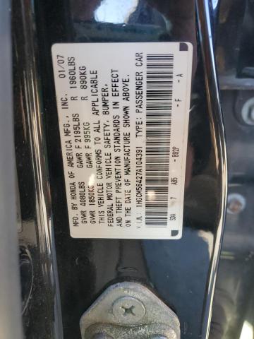 2007 Honda Accord VIN 1HGCM56427A104391 Copart auction photo, front end / side damage thumbnail 12