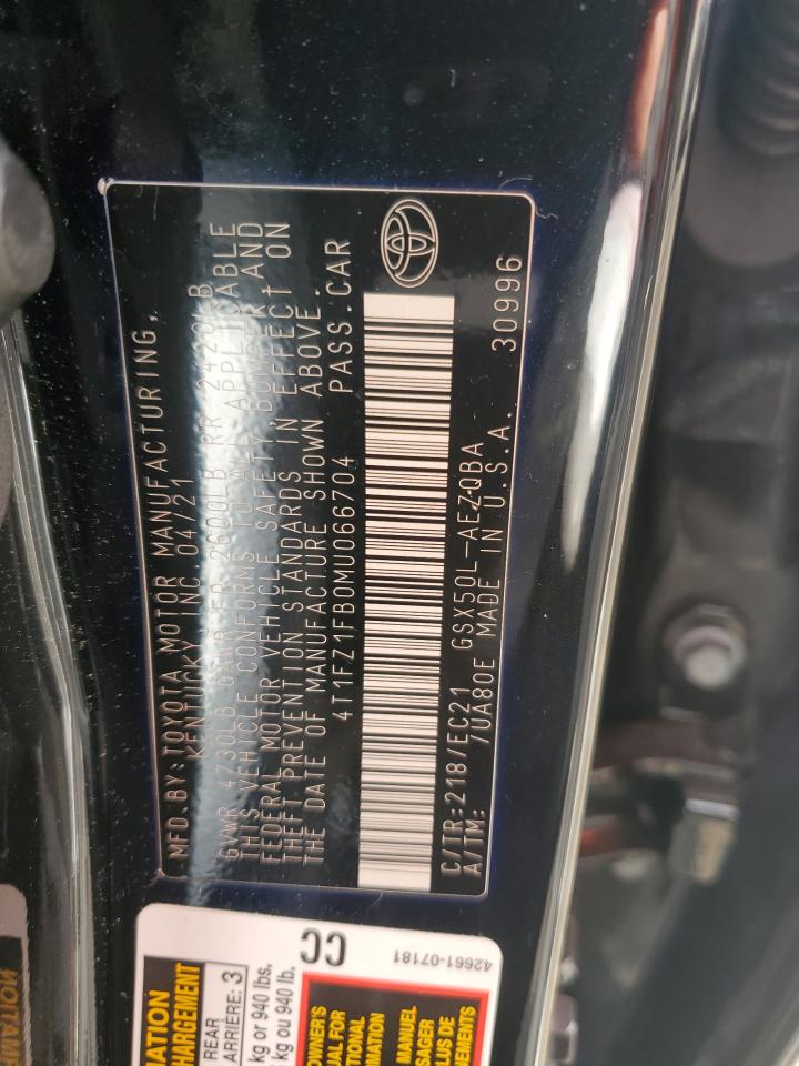 2021 Toyota Avalon VIN 4T1FZ1FB0MU066704 Copart auction photo, front end damage thumbnail 14