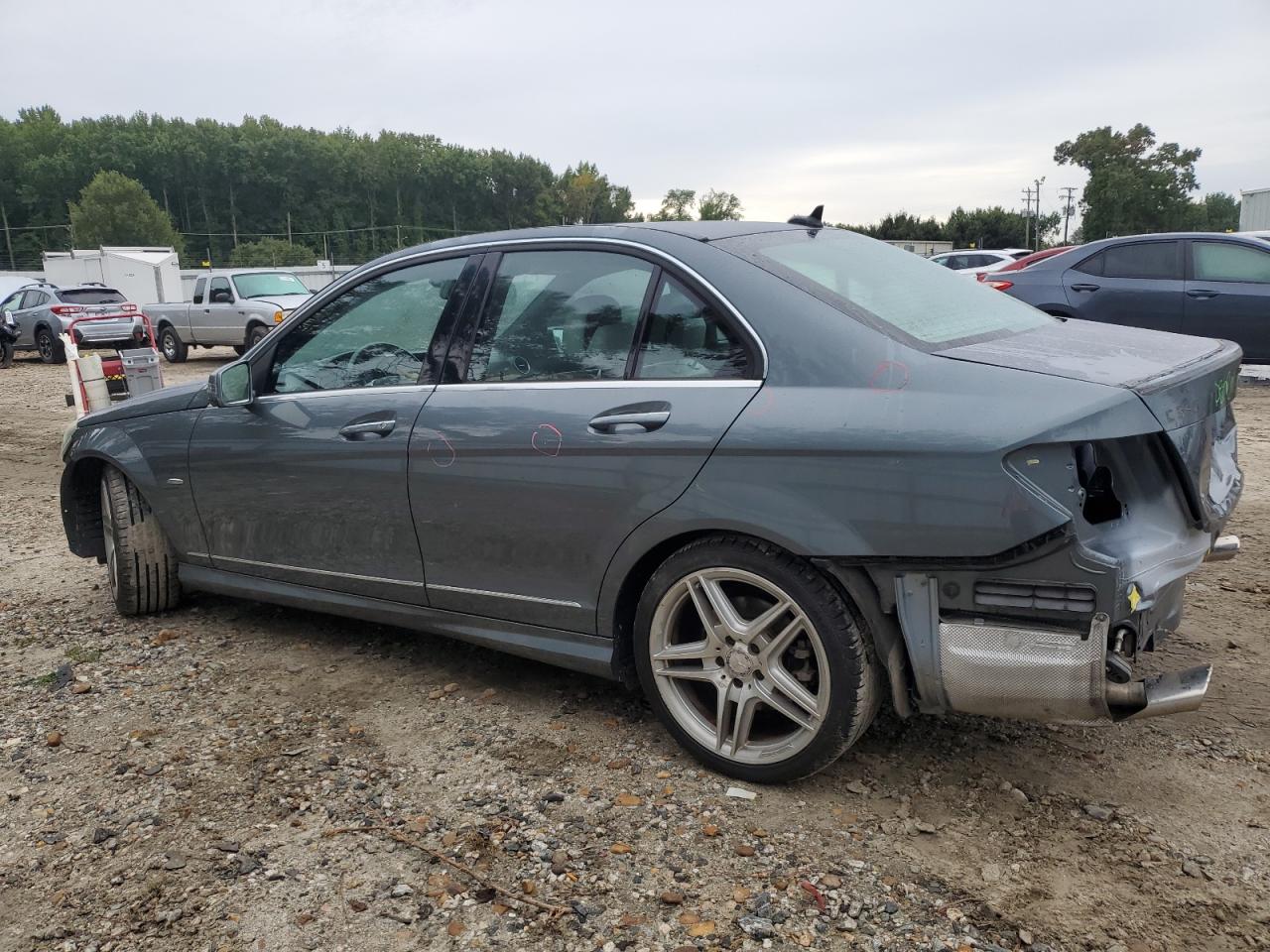 2012 Mercedes-Benz C-klasse VIN WDDGF5HBXCR222096 Copart auction photo, rear end / front end damage thumbnail 2