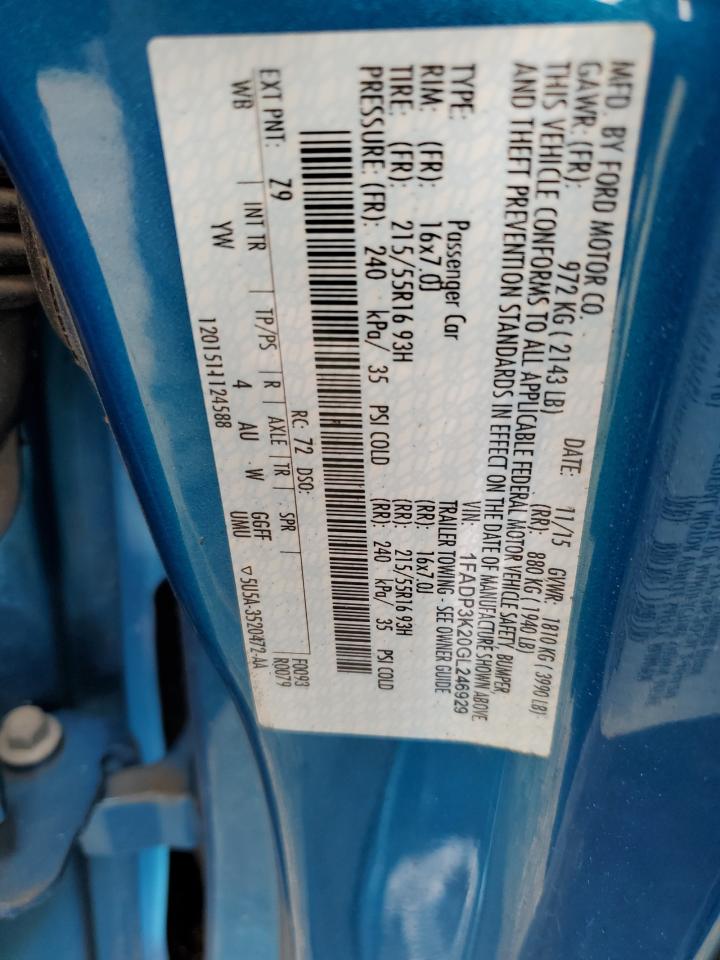 2016 Ford Focus VIN 1FADP3K20GL246929 Copart auction photo, side / minor dent/scratches damage thumbnail 12