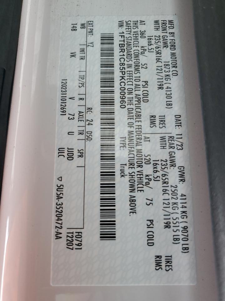 2023 Ford Transit VIN 1FTBR1C85PKC00960 Copart auction photo, front end damage thumbnail 14