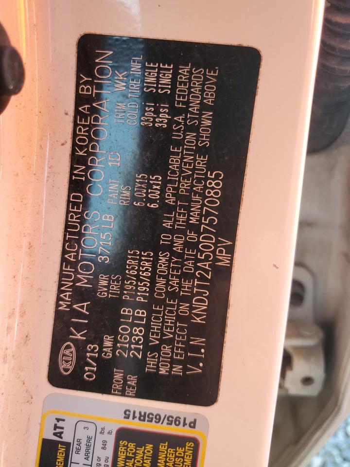 2013 KIA Soul VIN KNDJT2A50D7570885 Copart auction photo, rear end / minor dent/scratches damage thumbnail 14
